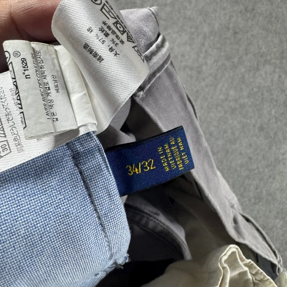 Polo Ralph Lauren Pants Mens 34x32 (34x30) Grey Stretch Straight Chino Trousers